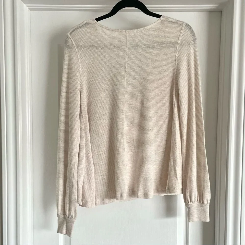 Free People Palmer Shimmer Stripe Blouson Top Cream Gold Size M